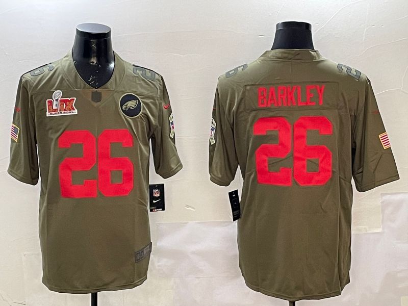 Men Philadelphia Eagles 26 Barkley Green 2025 Nike Salute to Service Limited NFL Jersey style 2